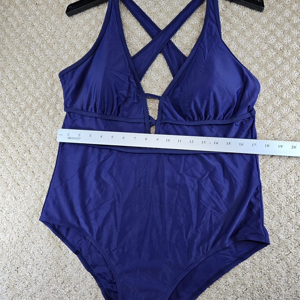 One Piece Swimsuit 3XL Royal Blue Criss Cross Back Cutout NWOT - Picture 4 of 8